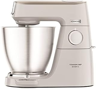 Kenwood Titanium Chef Baker XL, Kitchen Machine with K-Whisk, Stand Mixer with Kneading Hook, Whisk and 7L Bowl, KVL65.001WH, Power 1200W, White