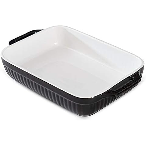 HUAFA Rechteckige Auflaufform groß mit Keramikgriffen Keramik eckige Ofenform ideal auch Cover