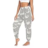 CHIFIGNO Pantalones de yoga para mujer, pantalones deportivos de entrenamiento, casuales, holgados, pantalones harén para mujer, Gansos blancos elegantes, XXL