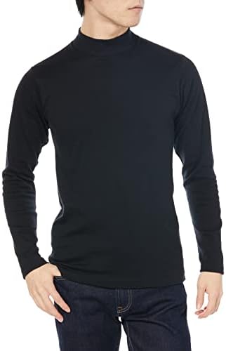 （20:00時点） [ヘインズ] ロングTシャツ あったかインナー 防寒着 厚手インナーハイネックシャツ 長袖 暖かい 綿100% ロングスリーブシャツ HM4-Q507A メンズ ブラック M