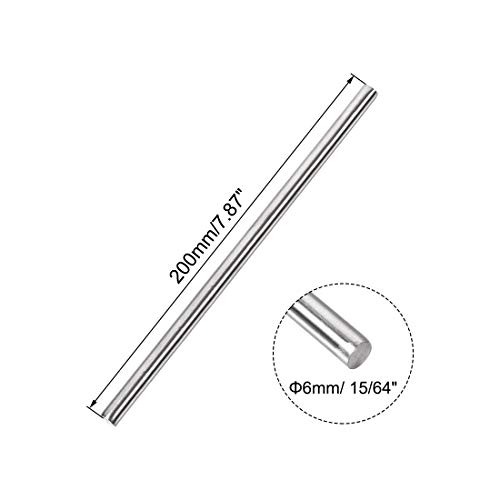 Image of uxcell 6mm x 200mm 304 Stainless Steel Solid Round Rod for DIY Craft - 2pcs