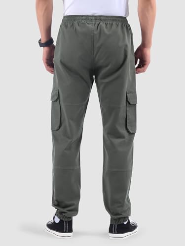 Image of Beyoung Cotton Regular Fit Heavy Gauge Cargo Joggers for Men | Ribbed Hem | Spacious Pockets | Track Pants | Elastic Waistband | Cargo for Men