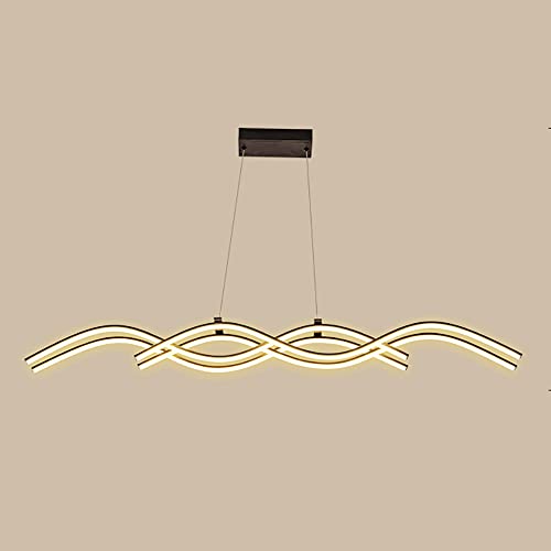 Lustre LED 64W noir en vague suspension linéaire de 120cm pour salle à manger