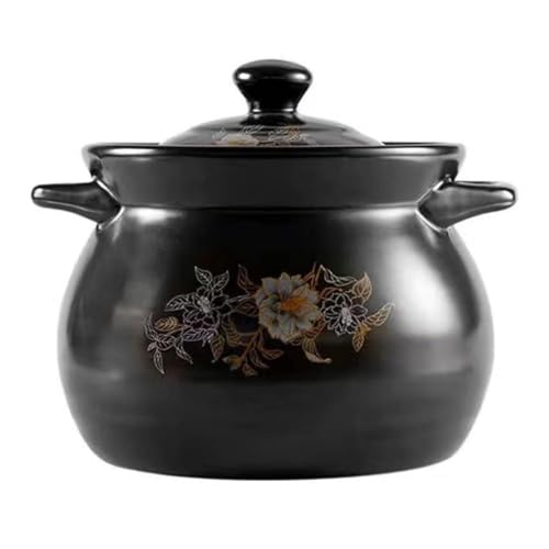 MGHRUE Olla De Cerámica para Cocinar Cazuela De Cerámica Olla De Barro De 4L con Tapa Y Asa Cazuela para Cocinar Horno para Utensilios De Cocina del Hogar Cuenco De Cerámica