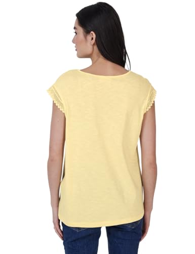 Street One Studio Damen Shirt mit Häkeldetails Camiseta con Detalles de Ganchillo, Blend Yellow, 36 Mujeres
