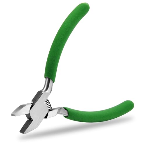 SPEEDWOX Alicates de punta plana corta de 5 pulgadas para hacer joyas, alicates con resorte de mandíbula suave con agarre cómodo, herramienta de alisado de envoltura de alambre y proyectos de
