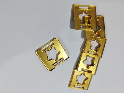 Passante P/Laço, Estrela Quadrado 2 cm Acrílico Dourado, Conjunto de 25 Unidades