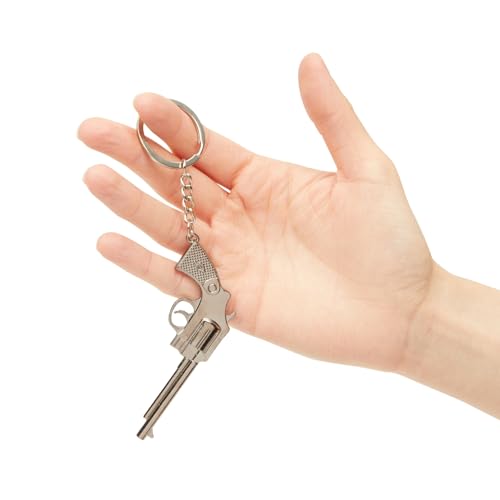 Juvale Mini Gun Keychain Pack - Durable Zinc Alloy & Cool Keychains - Compact Mini Pistol Charms - Versatile Pocket & Bag Charms & Gift for Men - Pack of 6, Silver, Zinc Alloy