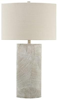 Signature Design by Ashley Bradard 30' Contemporary Ceramic Detailed Table Lamp, Ivory Whitewash
