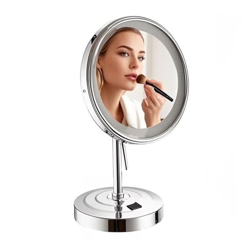 Genérico Espejo de Maquillaje LED 8' - 3X Aumento, Unilateral Redondo Clásico Ideal para Hoteles, Baño & Dormitorio