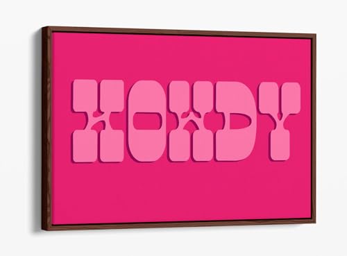 Toile Glitzy Howdy grand format tableau cadre flottant noyer salon