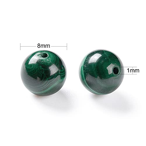 BEEFLYING 100 Pcs 8mm Natural Malachite Round Beads Polished Loose Gemstone Beads for DIY Bracelet Earrings Necklace Jewelry Kit Making - Image 2