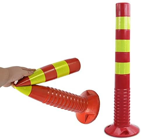 Flexible Reflective Traffic Delineator Post Cone - Safety Bollard for Driveway & Crowd Control, Durable Plastic Pop-Up Road Cone Sign for Street Stanchion & Traffic Management