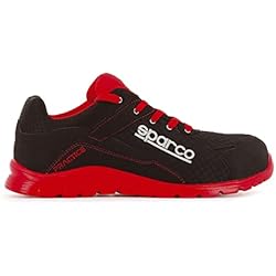 Calzado De Seguridad Sparco Practice Sparco - Teamwork Scarpa Antinfortunistica Da Lavoro Bassa per UOMO E Donna Practice S1P SRC, Botas de Seguridad y contra Incendios Unisex Adulto, Nero/Rosso, 42 EU