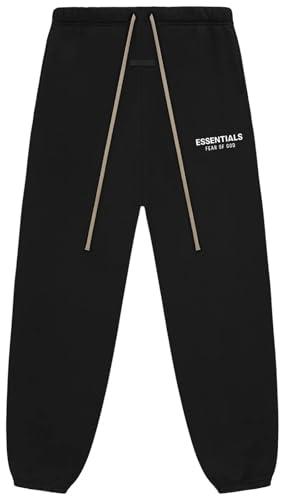 Essentials Men's Sweatpants, Oversized Fit, Elastic Waist, Black - Main Image