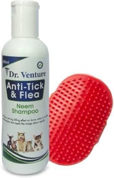 Anti-Tick And Flea Dog Shampoo For Allergy Relief, Anti-Itching 200 Ml + Bathing And Grooming Hand Dog Brush Pet Shampoo