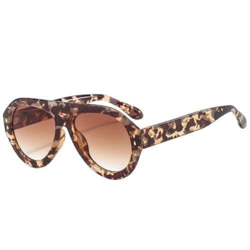 Lunettes de soleil rétro léopard pour femme avec verres dégradés UV400 et détails rivets