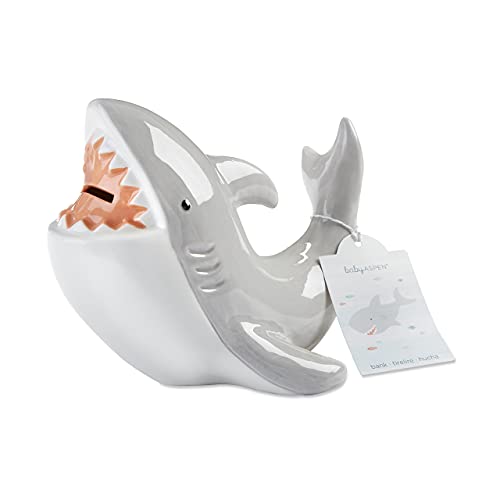 Image of Baby Aspen Shark Piggie Bank Ceramic Coin Bank, White