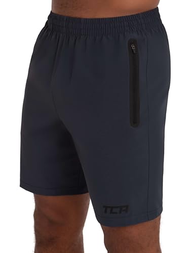 TCA Elite Running Shorts Men - Gym Shorts Men - Mens Short with Zip Pockets - Sports Short Mens with Zipped Phone Pocket - Asphalt, S
