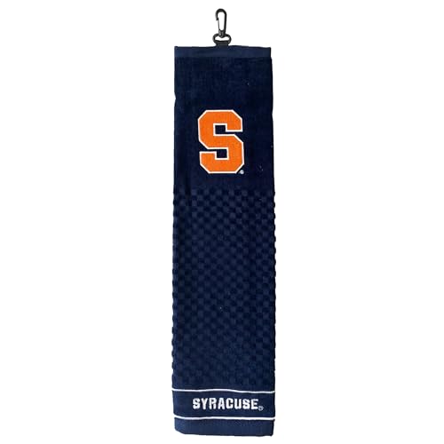 Image of Team Golf NCAA Syracuse Orange Embroidered Golf Towel Embroidered Golf Towel, Checkered Scrubber Design, Embroidered Logo