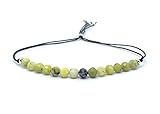 serpentina piedra de machu picchu Pulsera muy resistente Pulsera de hilo mujer serpentina piedra natural de 4mm de grosor plata de primera ley 925 ajustable a todos los grosores de muñeca