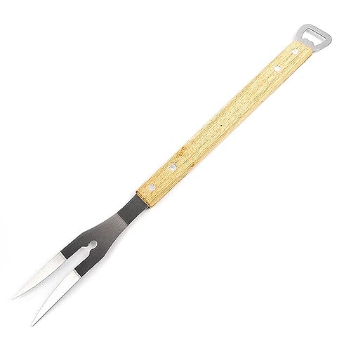 Tenedor para parrilla acero inoxidable con mango madera 18" miniatura 5