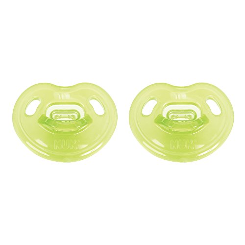 NUK Newborn 100% Silicone Orthodontic Pacifier, 0-3 Months, Green, 2 pk