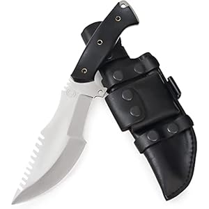 BIGCAT ROAR Handmade Tracker Knife – Full Tang Fixed Blade Hunting Knife with Sheath and Ergonomic Handle – 12″ EDC D2 Steel Outdoor Knife – Black Jaguar