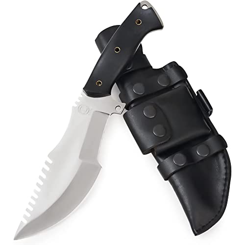 BIGCAT-ROAR-Handmade-Tracker-Knife-Full-Tang-Fixed-Blade-Hunting-Knife-with-Sheath-and-Ergonomic-Handle-12-EDC-D2-Steel-Outdoor-Knife-Black-Jaguar