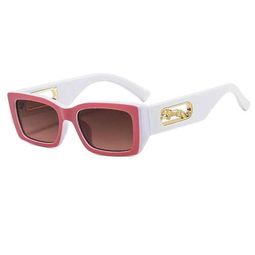 Lunettes de soleil carrées femmes léopard blanches protection UV400
