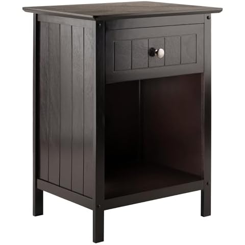Blair Accent Table, Nightstand, Coffee Finish - Versatile Wooden Side Table with Drawer & Open Cabinet for Living Room, Bedroom, Home Office - Compact 18.9"W x 14.9"D Sturdy Solid & Composite Wood Cover