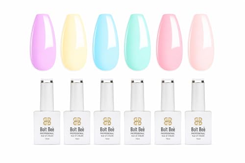 Image of Bolt Bee Gel Polish Kit Gel Polish Set,6 Colors Light Soft Sakura White Nude Spring Soak Off Nail Art Design Manicure Kit at Home (23)