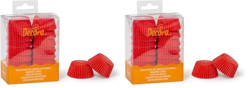 Decora COD. 0679272 Paquet 200 CAISSETTES Mini Muffin Rouge 32 X 22 MM