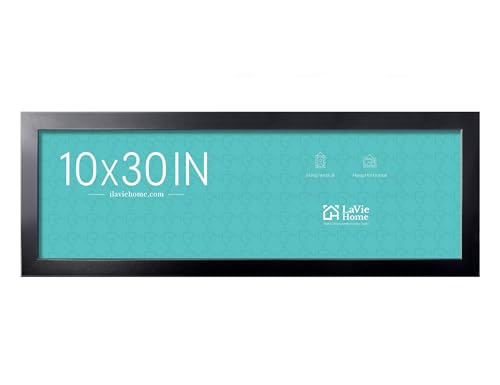 LaVie Home 10x30 Picture Frame Black Panoramic Picture Frame for Wall Decoration Classic Black Minimalist Style Suitable for Decorating Houses Offices Hotels1 Pack