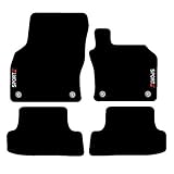 Carsio Carpet Car Mats For Audi A3 2012 onwards with Sport logo (4 clips) Tailored Fit Floor Mat Complete Accessory Custom Fitted - All Weather, Anti-Slip Backing & Black Trim - Image 1