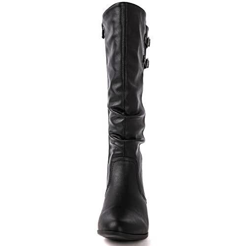 GLOBALWIN Women’s Black Flat Boots Knee High Fashion Dress Riding Boots For Women 6M - image 5