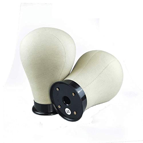 Flyteng Cork Canvas Mannequin Head for Display Style Canvas Block Head Set for Wig (Canvas Head+Clamp Stand+Wig Cap) (23inch)