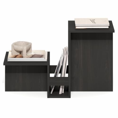 Furinno BOYATE Valley-Shaped Side Table with Open Shelf, Espresso - image 4