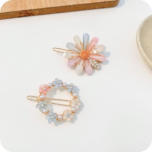 ANNA CREATIONS 4 Pcs Latest Korean Fashion Style Flower Lock Pin Hair Clip Hair Pin Hair Accessories for Women & Girls