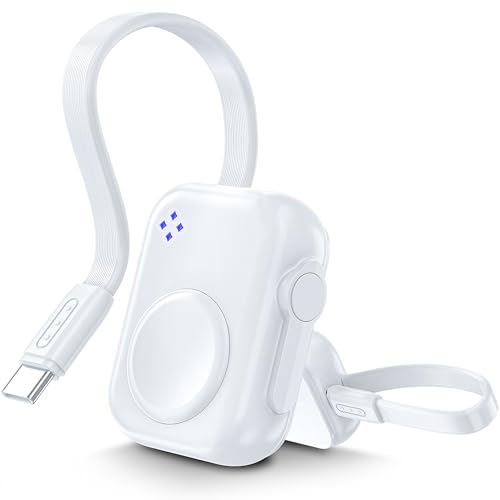 HUOTO 2024 Upgraded for Apple Watch Charger, Magnetic Portable iWatch Charger USB C 1400mAh Power Bank Keychain Fast Wireless Charging Travel for Apple Watch Series 10/9/8/UItra/7/6/5/4/3/2
