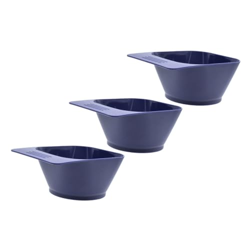 VALICLUD Juego De 3 Tazones Para Teñir El Cabello, Cuencos De Plástico Asa Recta, Color Azul Oscuro, Recipiente Para Mezclar Tintes Salones Profesionales