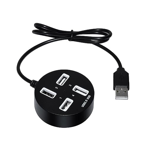 Image of XIKKART 4 Port USB hub, High Speed 4 Port USB 2.0 Multi HUB Splitter Expansion Round Shaped 4 Port USB 2.0 with Support Up to 1TB Multi Hub Adapter for Desktop PC