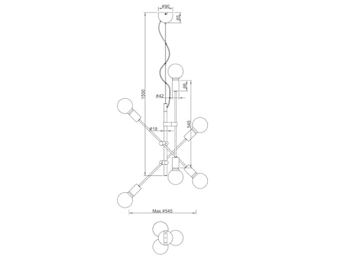Colgante CROSS Trio Lighting de 6 luces E27 7