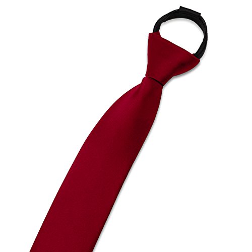 Aurya Boys' Solid Color Zipper Tie 15 inch/19 inch Polyester Satin Zipper Neckties2