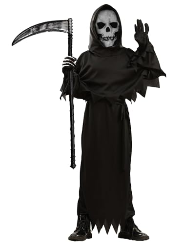 Disfraz de Grim Reaper para niños con máscara y guantes miniatura 3