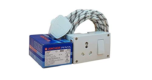 Lamber Extension Board - 5A + 5A + 5A + 1 Universal Two Pin Socket with Master Switch and Heavy Duty 8 Meter Wire 3 core(White)