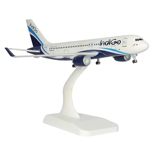 Image of ARTVARKO Big Size Indigo Airways Airlines Landing Gear Wheels Aeroplane Scale Model Die Cast Metal Aircraft Only for Display 20 Cm