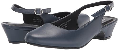 Angel Steps Women's Adult Delia Pumps Dress Shoes Low Heel Slingback Navy 8.5 X-Wide US Women2
