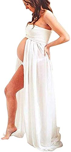 SYMALL Damen Premamá Langarm-Kleid Schulterfrei Chiffon Elegant Cover