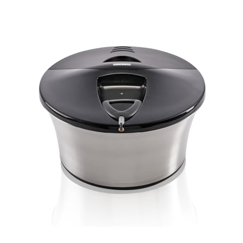Leifheit Salatschleuder ProLine-Serie, Edelstahl (5,5 L) im formschönen Design, Salattrockner mit Anti-Rutsch-Boden, Salatschüssel für schonendes Schleudern